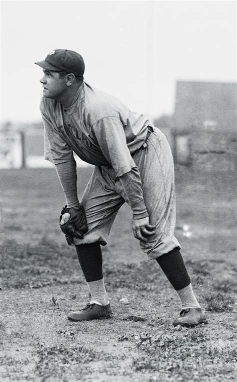 Babe Ruth Bending To Determine His Play By Bettmann