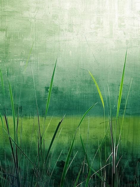 There Is A Green And White Painting Of Grass And A Field Generative Ai