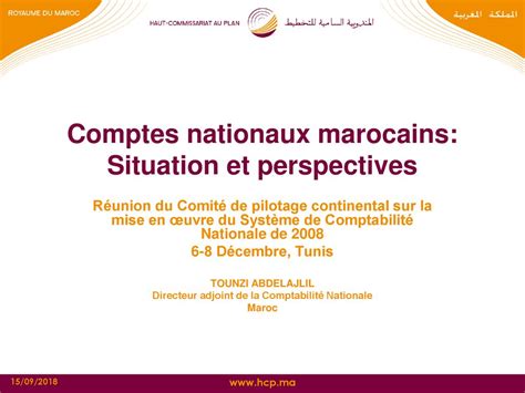 Comptes Nationaux Marocains Situation Et Perspectives Ppt T L Charger