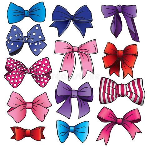 Cartoon Bows And Ribbons In Different Colors Stock Illustration