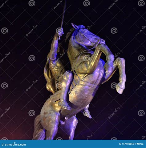 Alexander the Great Statue in Downtown of Skopje, Macedonia Stock Image - Image of city ...