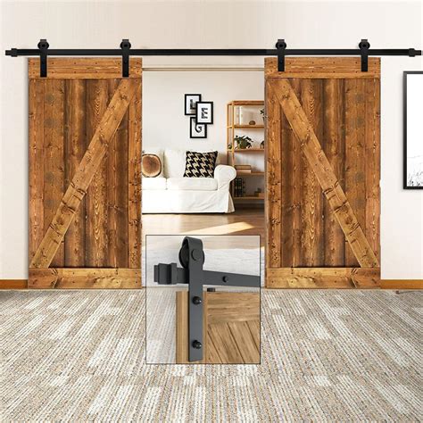 Double Barn Door Sliding Kit Ft Cm Sliding Track Barn Door