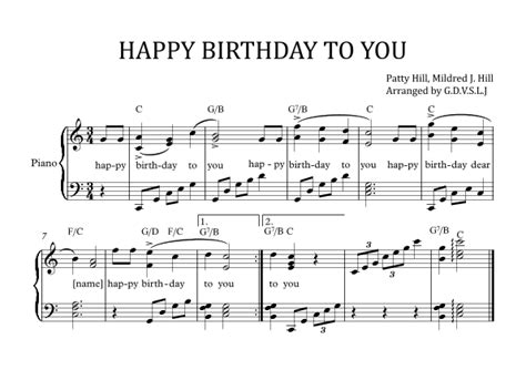 Happy Birthday To You Lvl4 Sheet Music Patty Hill Mildred J Hill