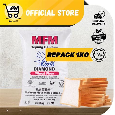 Raya Diamond Mfm High Protein Flour Tepung Gandum Tepung Roti 1kg Halal Shopee Singapore