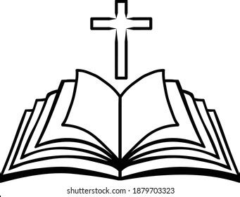 Vector Illustration Bible Cross Line Drawing Stock Vector Royalty Free