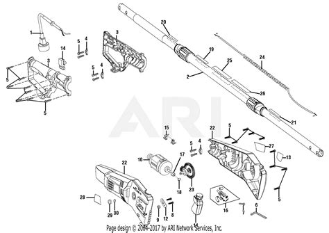 Homelite 31254eg Electric Pole Saw Parts Diagram For General Assembly