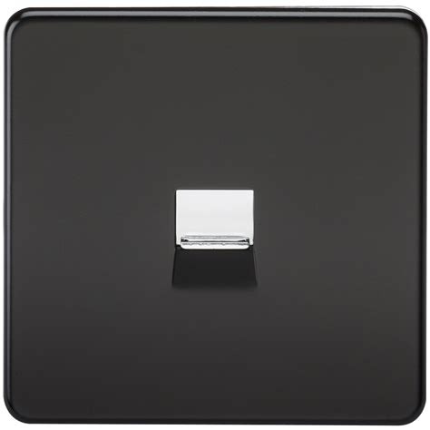 Acrelane Timber 1 Gang Bt Slave Screwless Flat Plate Matt Black