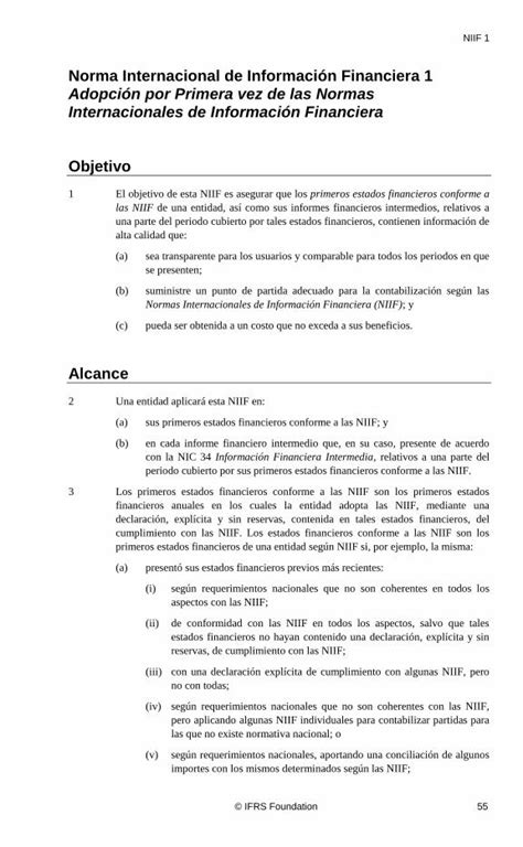 Pdf Norma Internacional De Información Financiera 1 Adopción