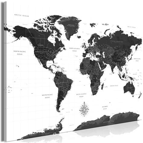 Obraz XXL Czarno biała mapa Large Format drukowany na płótnie na