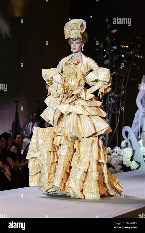 A Model Presents A Creation By British Designer John Galliano For