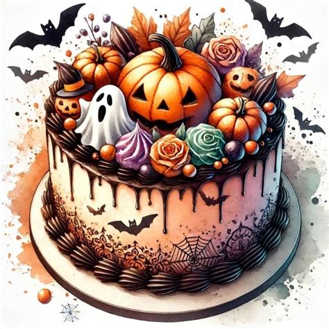 Spooky Halloween Cakes Clipart Set Art Prints For Junk Journals Happy