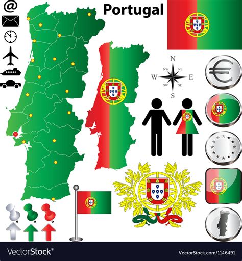 Portugal Map Royalty Free Vector Image Vectorstock