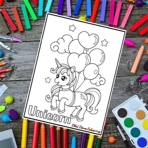 Jual Kertas Mewarnai Gambar Anak Tema Unicorn Cute Kertas Brief Card