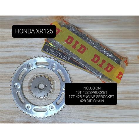 RicaRich 17T 49T 428 SPROCKET SET WITH 428 DID CHAIN HONDA XR125