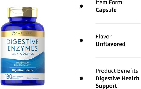 Carlyle Digestive Enzymes With Probiotics 180 Capsules Behealthybd