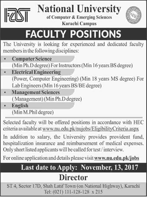 FAST University Karachi Jobs 2023 Teaching Faculty Last Date ...