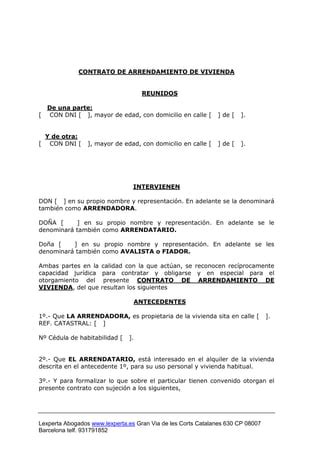 Modelo Contrato De Arrendamiento De Vivienda Pdf Descarga Gratuita