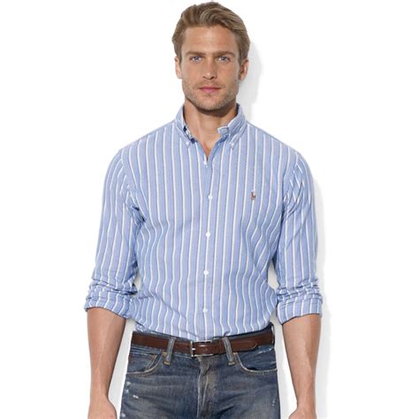 Ralph Lauren Classic Fit Long Sleeve Striped Cotton Oxford Shirt In