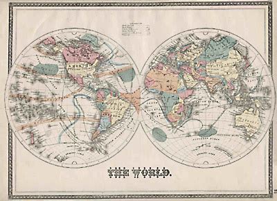 Map, World, Double Hemisphere, American, Antique Print, mid 19th Century – George Glazer Gallery ...