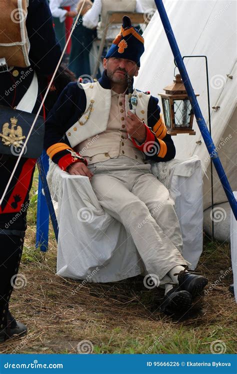 Reenactor Man Dressed As Napoleonic War Soldier Portrait Editorial Photo Image Of Color