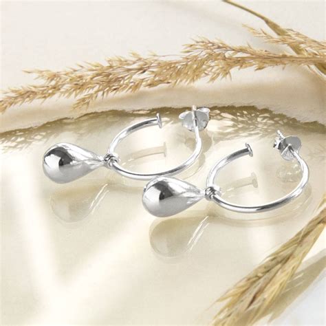 Sterling Silver Teardrop Stud Hoop Earrings By Martha Jackson Sterling