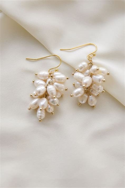 Pearl Cluster Earrings Pearl Cluster Earrings Bridal Earrings Pearl