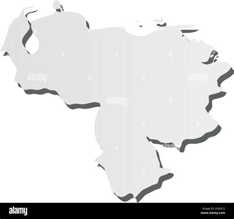 Venezuela Grey 3d Like Silhouette Map Of Country Area With Dropped