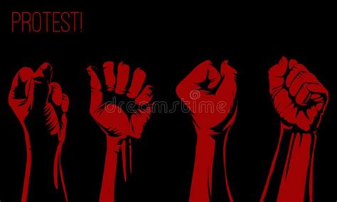 Protest Poster, Raised Fist Held in Protest. Vector Illustration Stock Vector - Illustration of ...