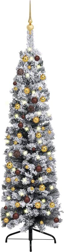 VidaLife Kerstboom Met LED S En Kerstballen Smal 120 Cm PVC Groen Bol