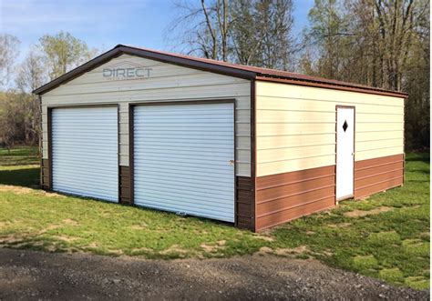 X Two Car Fully Enclosed Metal Garage Direct Metal Structures