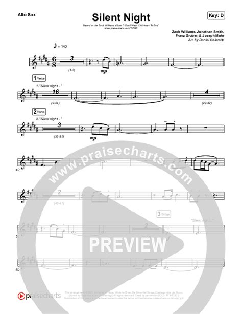 Silent Night Alto Sax Sheet Music Pdf Zach Williams Praisecharts