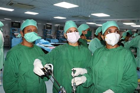 Gynecologists Practicing Pelvic Lymphadenectomy Ovarian Cystectomy