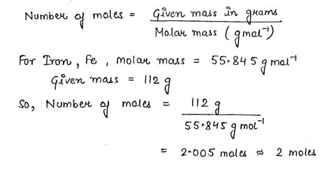 Calculate The Number Of Moles In G Of Iron