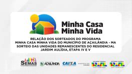 Rela O Dos Sorteados Do Programa Minha Casa Minha Vida Do Munic Pio De