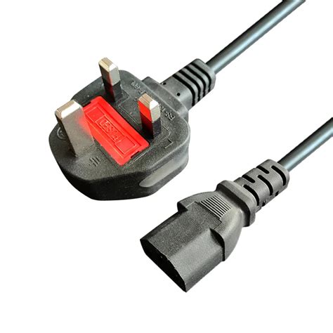 Copper Clad Aluminum British Standard 3pin Black Power Cord 075mm Plug