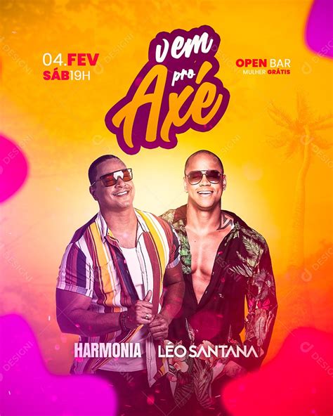 Vem Pro Axé Harmonia Léo Santana Flyer Social Media PSD Editável