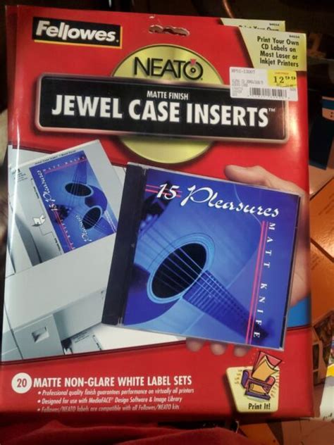 Fellowes 99946 Neato Standard JEWEL Case Inserts Matte Print At Home