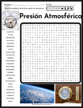 Presi N Atmosf Rica Sopa De Letras Spanish Atmospheric Pressure Word