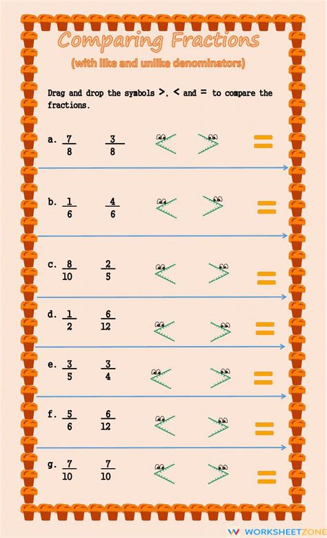 Comparing Fractions Worksheet Zone