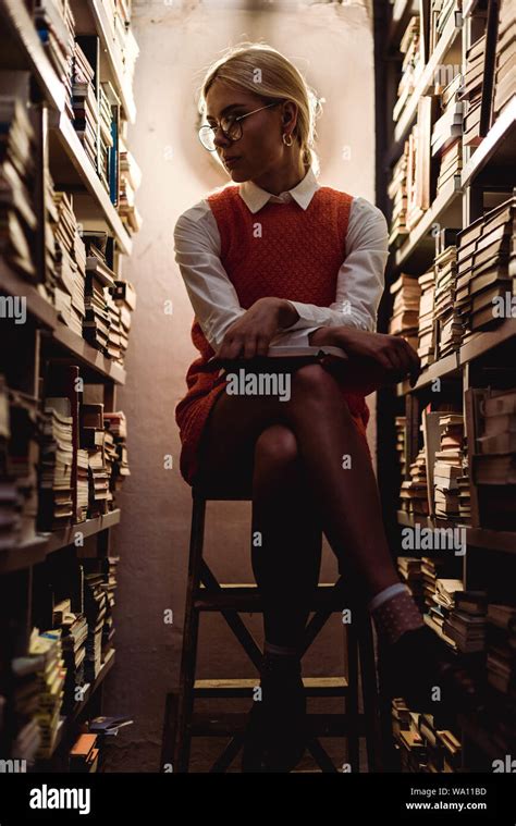 Girl On Library Ladder Hi Res Stock Photography And Images Alamy