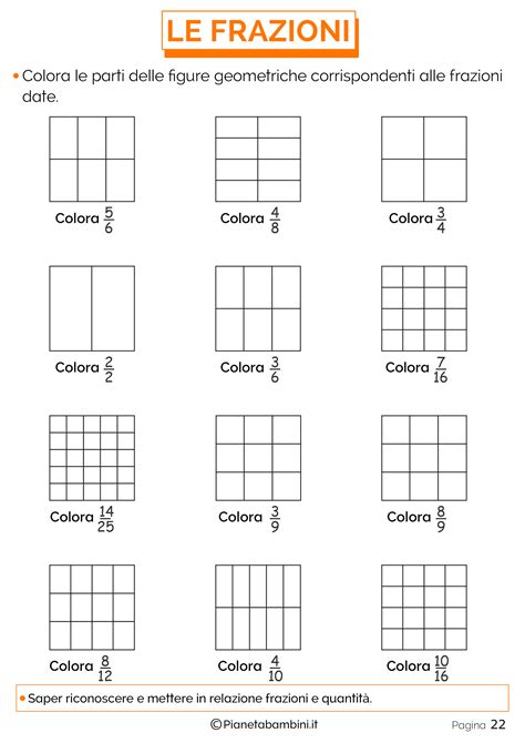 Frazionare Esercizi Semplici Per Spiegare Le Frazioni Pianetabambini It