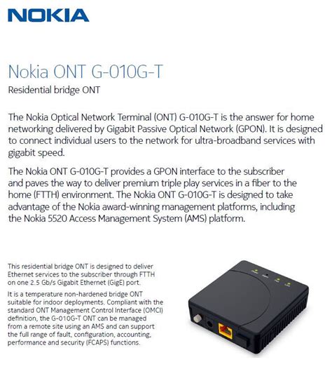 Nokia New G G T Indoor Gpon Ont X Ge Us Power Plug Ebay