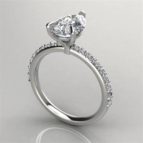 Claw Prong Engagement Ring Classic Pear Cut Moissanite Forever