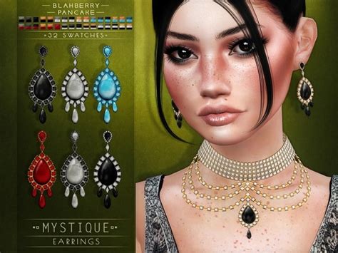 Mystique Earrings And Necklace Sims 4 Jewelry