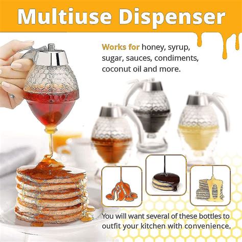 Honey Dispenser No Drip Glass Syrup Dispenser Glass Honey Pot With