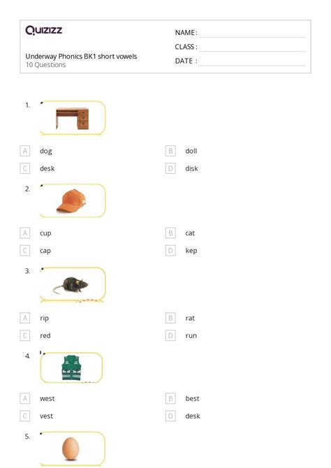 Printable Short Vowels Worksheets For Grade 1 Quizizz