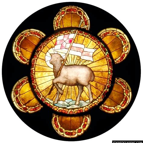 Lamb Dial Religious Stained Glass Window