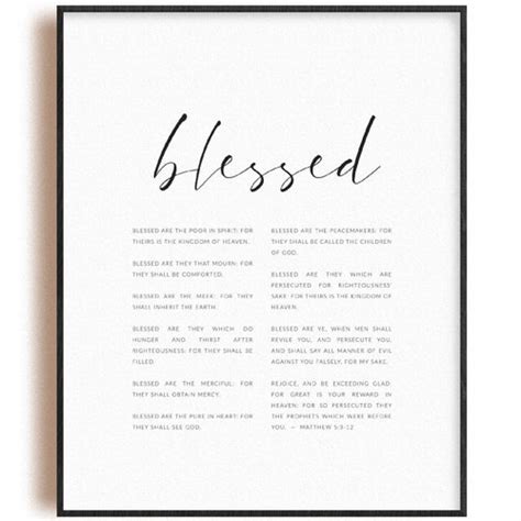 Beatitudes Matthew Bible Poster Christian Printable Etsy