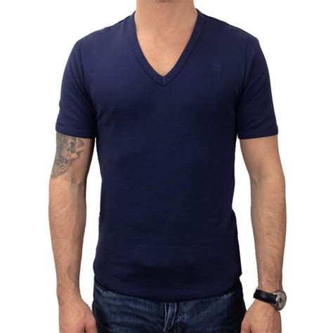 Gstar Base T Shirt Plain Dark Blue V Neck 87561242216 Gstar From Club Jj Uk