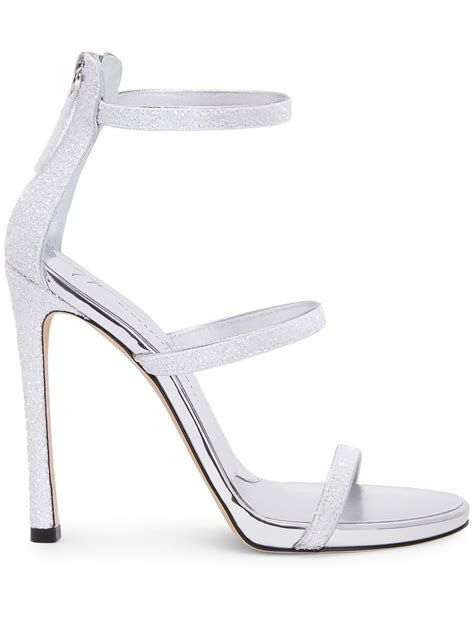 Giuseppe Zanotti Harmony Glitter Strappy Sandals Silver Farfetch Uk